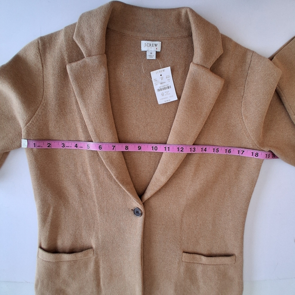 NEW J. Crew Factory Schoolboy Cotton Knit Sweater Blazer Sz Small Camel NWT - Picture 10 of 11